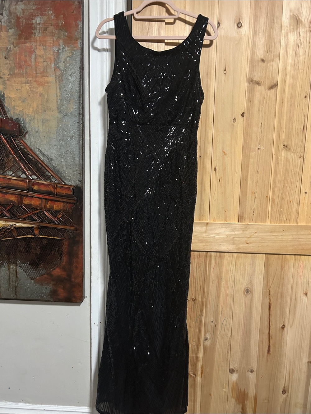 Black Sequin Evening Gown - Elegant Sleeveless Dress